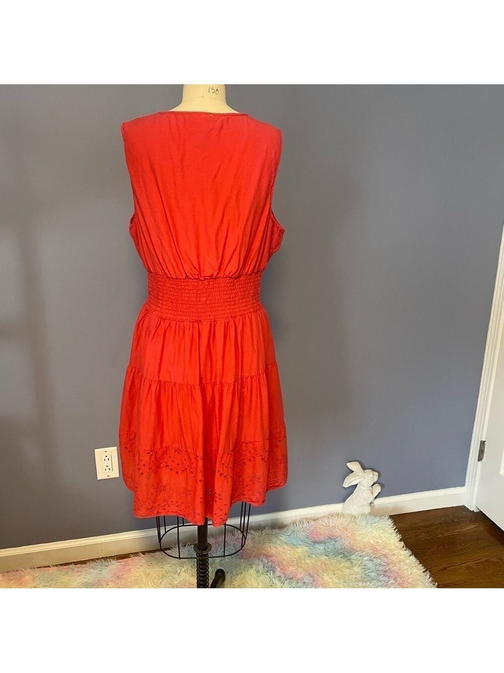 Kings Road Red Sleeveless Midi Dress XL Classic Minimalist Workwear Chic - Picture 11 of 15